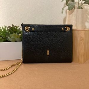 Thacker convertible cross body black leather bag